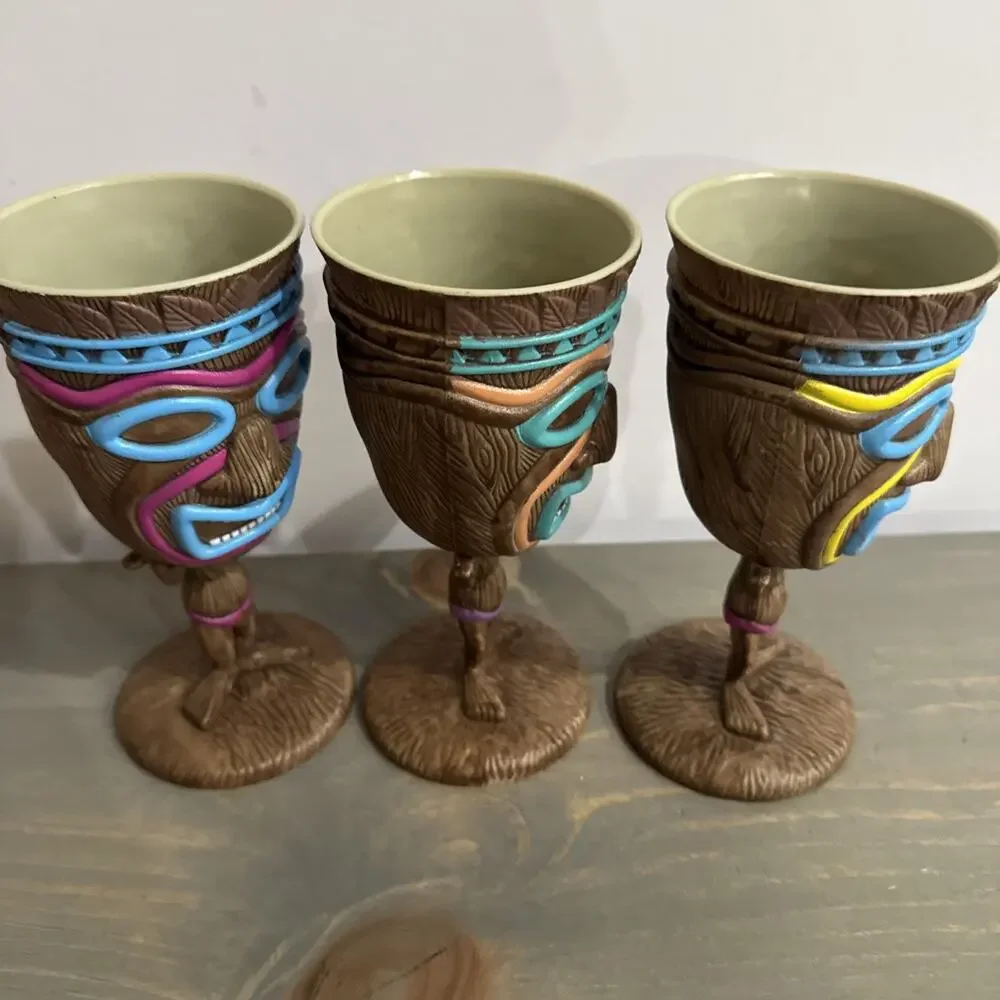 Tiki Plastic Party Cup Set Colorful 3 Tiki Dance Beautiful Fun Decor ALOHA🌺 7